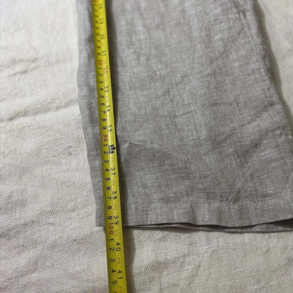 Quince Womens 100% Flax Linen Pants Size Small Tan Oatmeal Pleated Casual Preppy